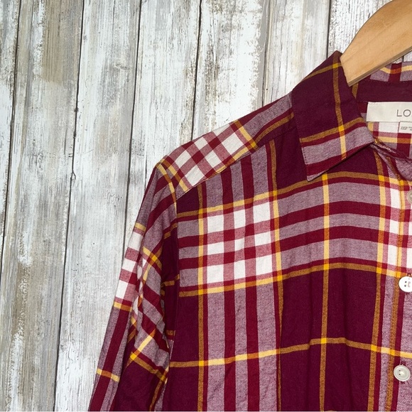 Loft Red Plaid Everyday Oversized Flannel - Picture 4 of 6